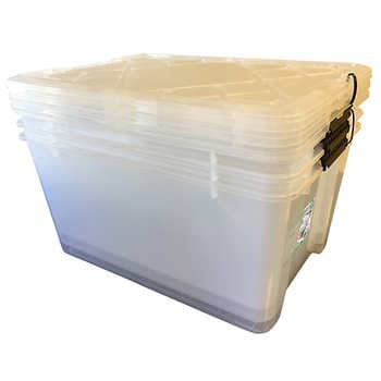 Tough Box 27 Gallon Clear Storage Tote with Gray Lid